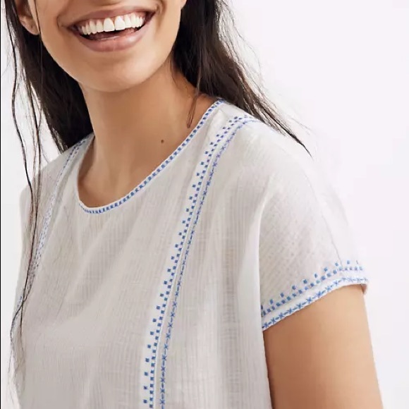 Madewell Embroidered Crewneck Folk Top - Picture 3 of 4